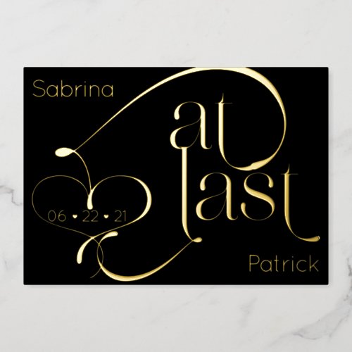 Modern Typography At LAST Save the Date Foil Invitation