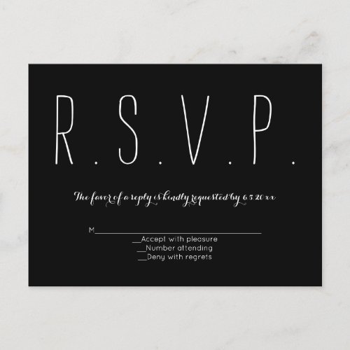 Modern typography bw rsvp cards