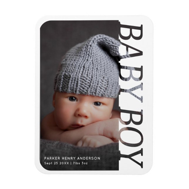 Modern Typography Baby Boy Thank You 2 Photo Magnet (Vertical)