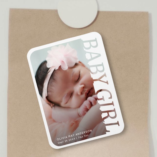 Modern Typography Baby Girl Thank You 2 Photo Magnet (Creator Uploaded)