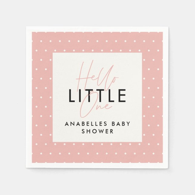 Modern typography baby shower hello little one napkins (Front)