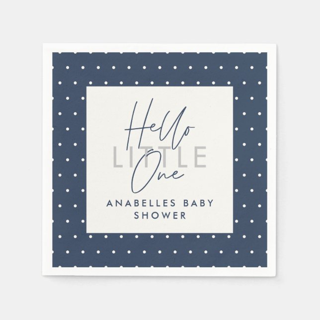 Modern typography baby shower hello little one napkins (Front)