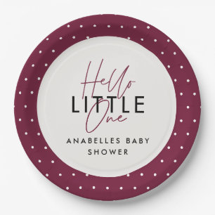 Modern typography baby shower hello little one paper plates
