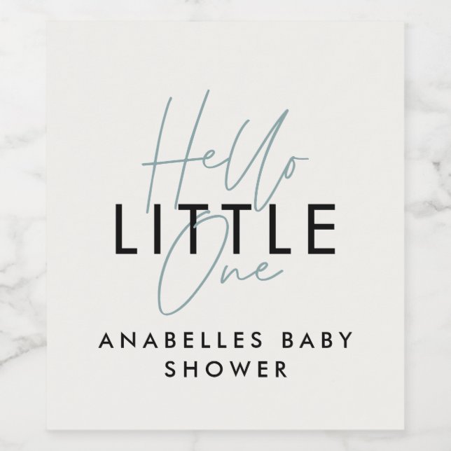 Modern typography baby shower hello little one wine label (Single Label)