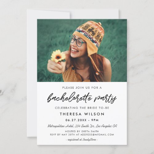 Modern typography Bachelorette Party photo Invitation