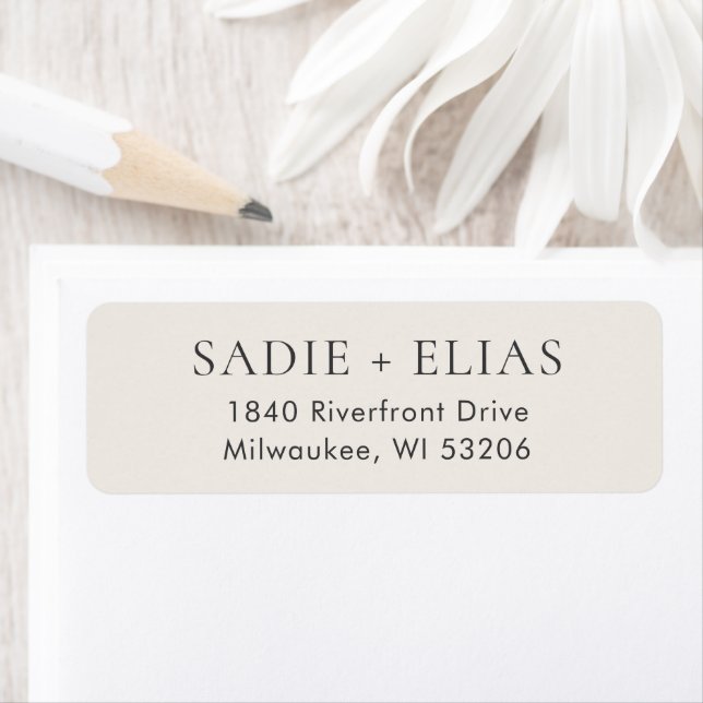 Modern Typography Beige Elegant Return Address Label (Insitu)