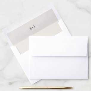 Modern Typography Beige Monogram Elegant Wedding Envelope Liner