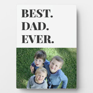 Modern Typography Best Dad Ever Kids Photo Plaque