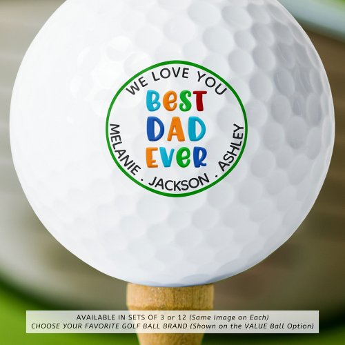 Modern Typography BEST DAD EVER Photo Personalized Golf Balls
