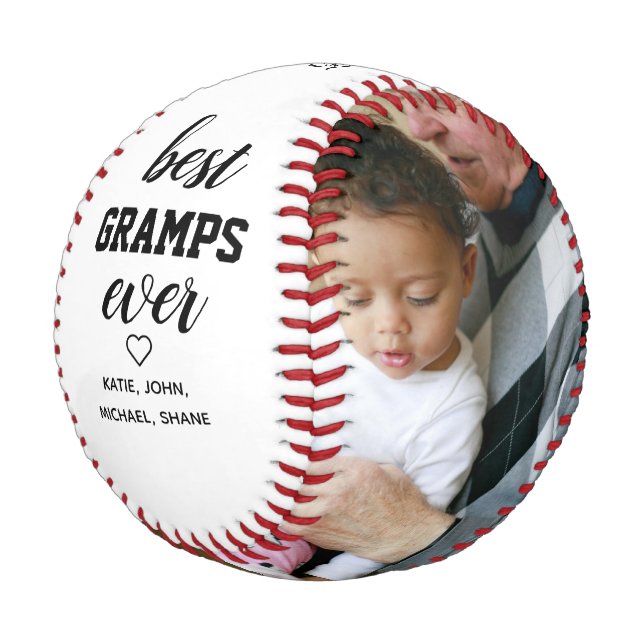 Modern Typography Best Gramps Ever Photo Gift Baseball (Angled)