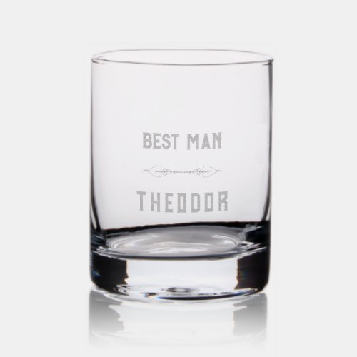 Modern Typography Best Man Monogram Rocks Glass