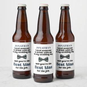 Modern Typography Best Man Proposal Beer Bottle Label