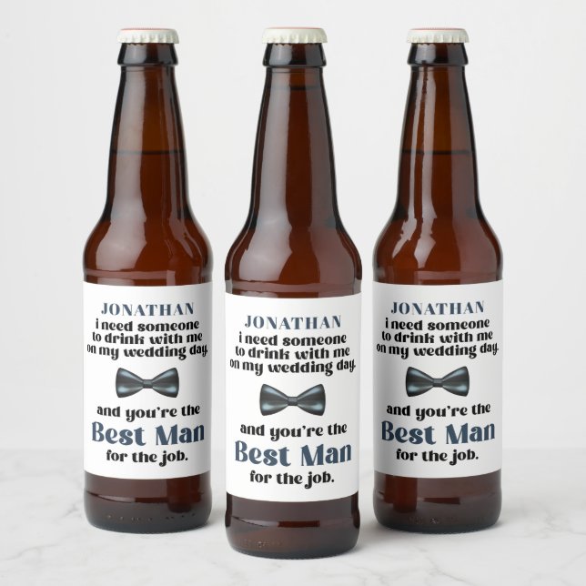 Modern Typography Best Man Proposal  Beer Bottle Label (Bottles)