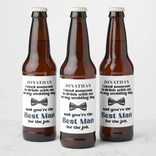 Modern Typography Best Man Proposal Beer Bottle Label | Zazzle