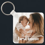 Modern Typography Best Mom Ever Photo Keychain<br><div class="desc">Modern Typography Best Mom Ever Photo Keychain. You can also edit the greeting and make it "Happy Birthday!"</div>