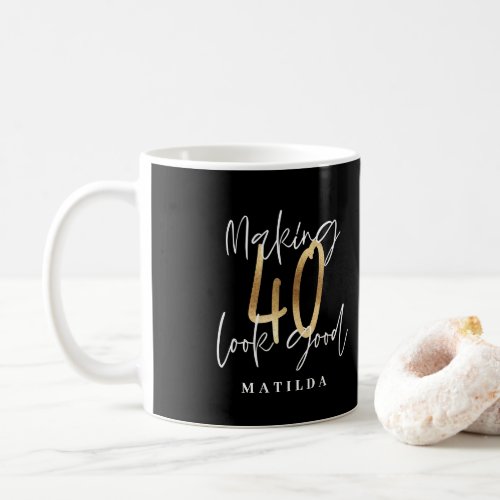 Modern typography black and gold 40th birthday coffee mug