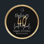 Modern typography black and gold 40th birthday favor tags<br><div class="desc">Modern typography black and gold 40th birthday party favor tags</div>