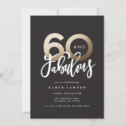 Modern typography black and gold 60th birthday