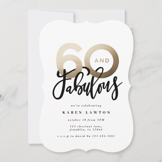 Modern typography black and gold 60th birthday (Front)