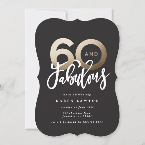 Modern typography black and gold 60th birthday