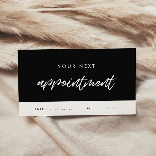 Modern typography black and white business appointment card