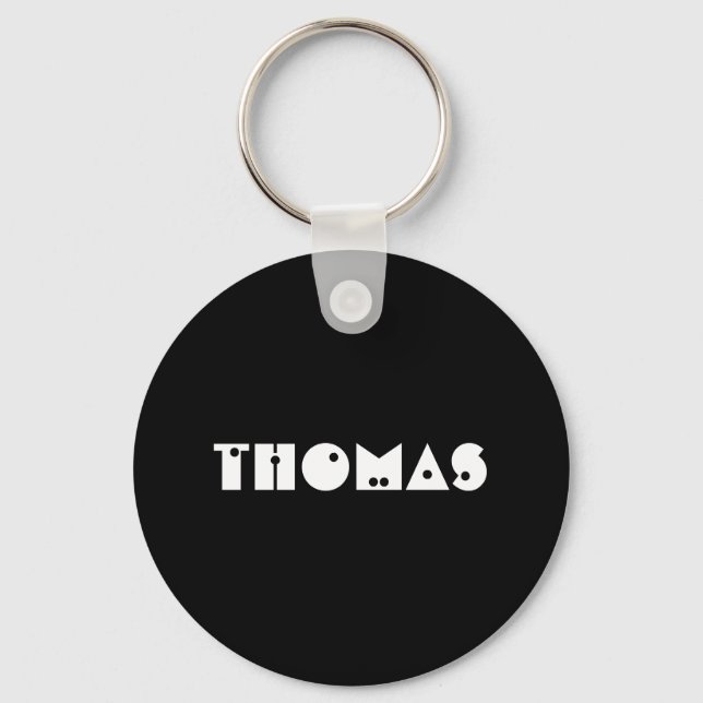 Modern Typography Black and White Custom Name Keychain (Front)