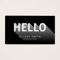 Modern Typography Black and White Hello Business Card