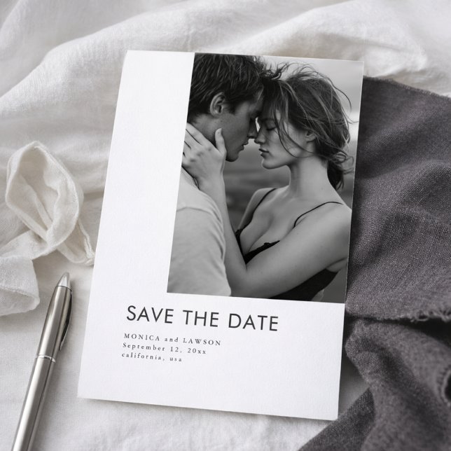 Modern Typography Black and White Photo Wedding Save The Date (Creator Uploaded)