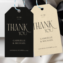Modern Typography Black Cream Wedding Thank You 