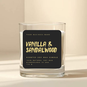 Modern typography black gold soy candle label