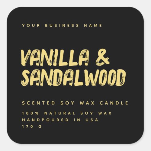 Modern typography black gold soy candle label
