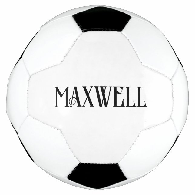Modern Typography Black Monogram Soccer Ball (Front)