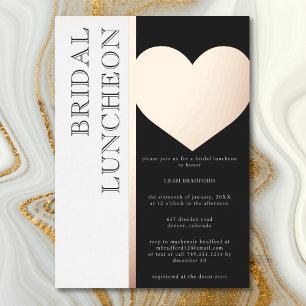 Modern Typography Black White Bridal Luncheon Foil Invitation