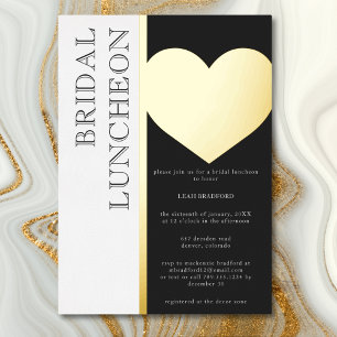 Modern Typography Black White Bridal Luncheon Foil Invitation
