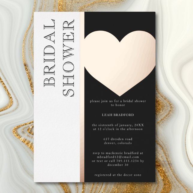 Modern Typography Black White Bridal Shower Foil Invitation (Modern Typography Black White Bridal Shower Foil Invitation)