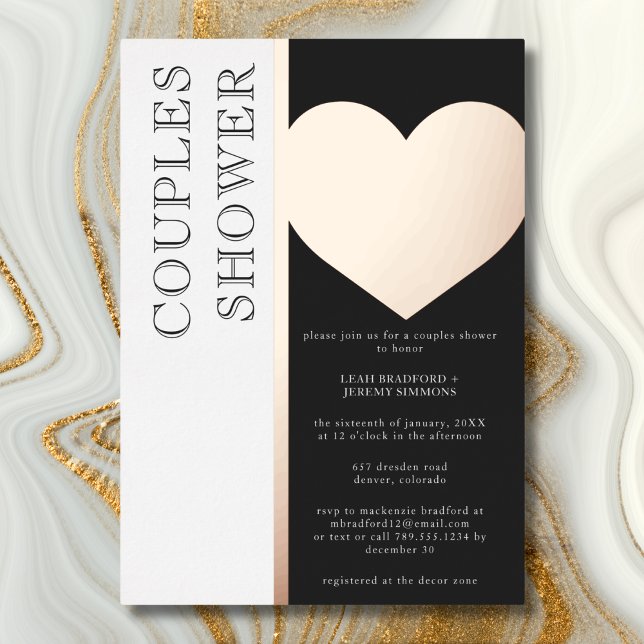 Modern Typography Black White Couples Shower Foil Invitation (Modern Typography Black White Couples Shower Foil Invitation)