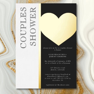 Modern Typography Black White Couples Shower Foil Invitation