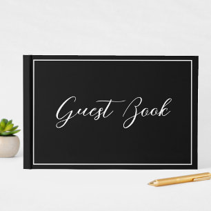 Modern Typography Black & White Guest Book