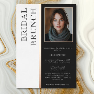Modern Typography Black White Photo Bridal Brunch Foil Invitation
