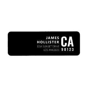 Modern Typography Black & White Return Address Label