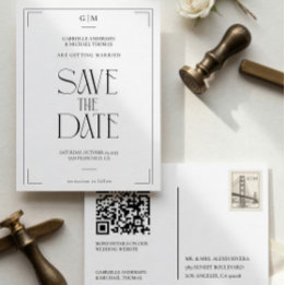 Modern Typography Black White Save The Date Postcard