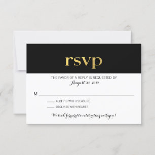 Modern Typography Black & White Stripes   RSVP Card