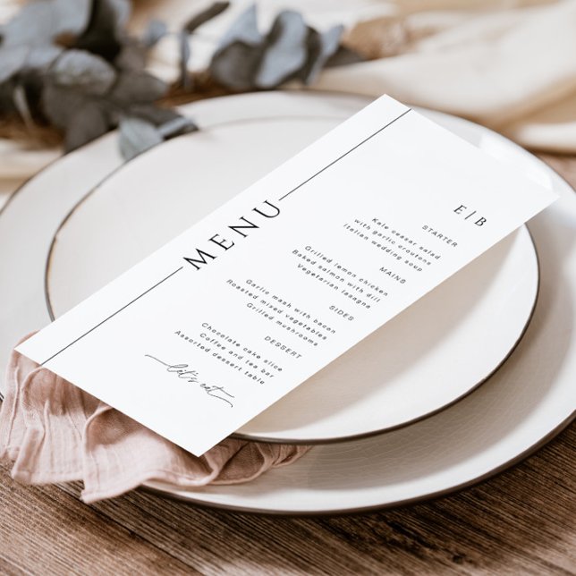 Modern Typography Black White Wedding Dinner Menu (Creator Uploaded)