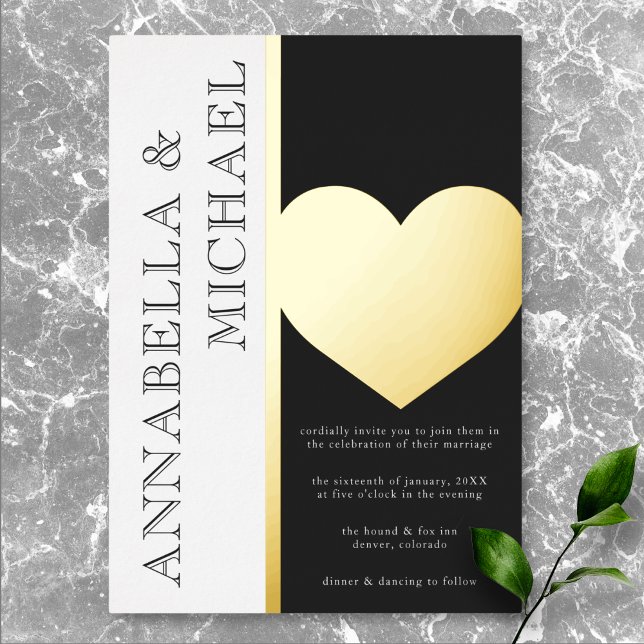 Modern Typography Black White Wedding Foil Invitation (Modern Typography Black White Wedding Foil Invitation)