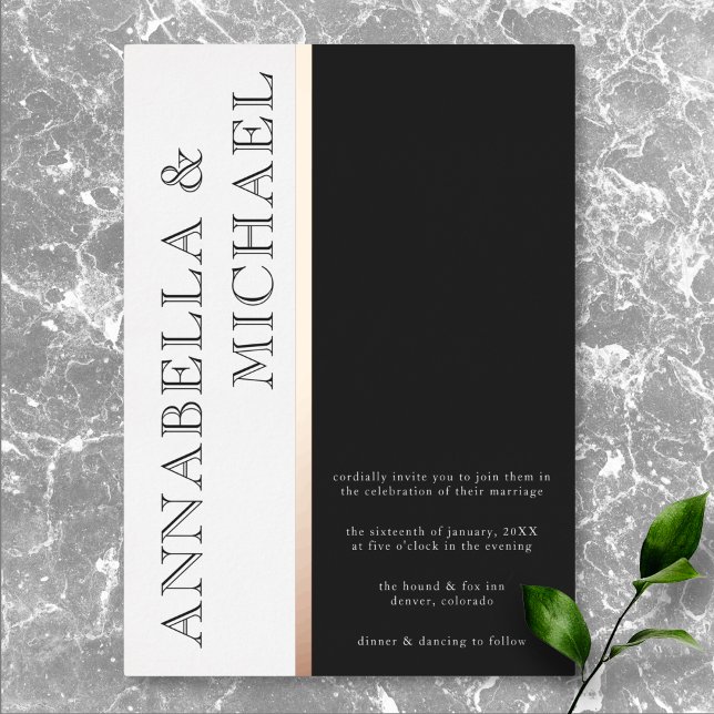 Modern Typography Black White Wedding Foil Invitation (Modern Typography Black White Wedding Foil Invitation)