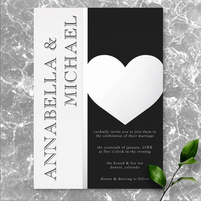 Modern Typography Black White Wedding Foil Invitation (Modern Typography Black White Wedding Foil Invitation)