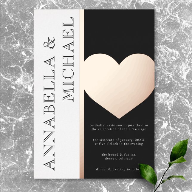 Modern Typography Black White Wedding Foil Invitation (Modern Typography Black White Wedding Foil Invitation)