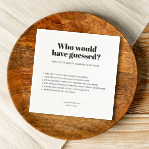 Modern Typography Black White Wedding Fun Facts Napkins