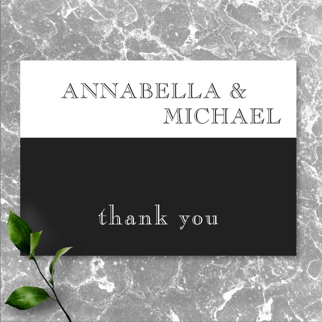 Modern Typography Black White Wedding Thank You Card (Modern Typography Black White Wedding Thank You Card)