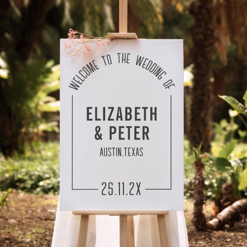 Modern Typography Black White Wedding Welcome Sign